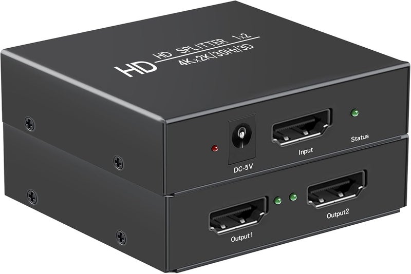 VizeeInnov موزع HDMI 4K1x2 1 في 2 خارج، موزعات HDMI مزودة بمدخلين لشاشات مزدوجة، وضع النسخ فقط (ليس تمديد) موزع ثنائي يدعم 4K2K@30Hz، 3D، للمكتب، PS4، جهاز العرض، HDTV. - Image 1